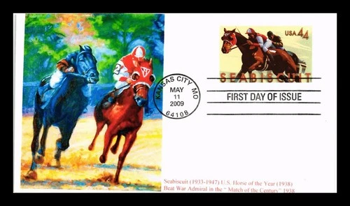US COVER FIRST DAY OF ISSUE SEABISCUIT 44 CENT POSTAL STATIONERY