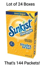 Sunkist Pineapple Flavor Drink Mix 24 Boxes 144 Packets New Sealed 