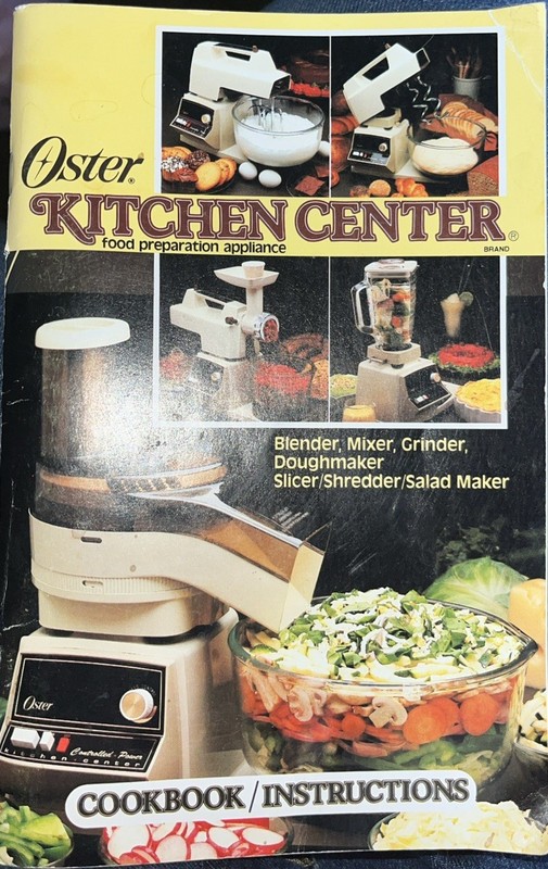 Vintage Oster Kitchen Center Instructions Cook Book 1982 Blender Mixer Grinder