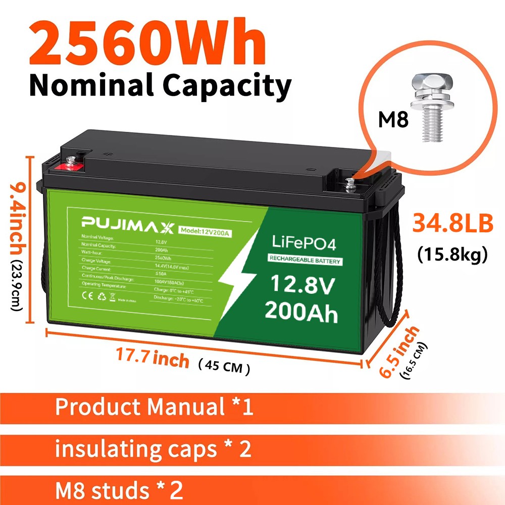 NEW 12V 200AH LiFePO4 Lithium Battery 2560W Deep Cycle BMS for Solar RV Off-grid