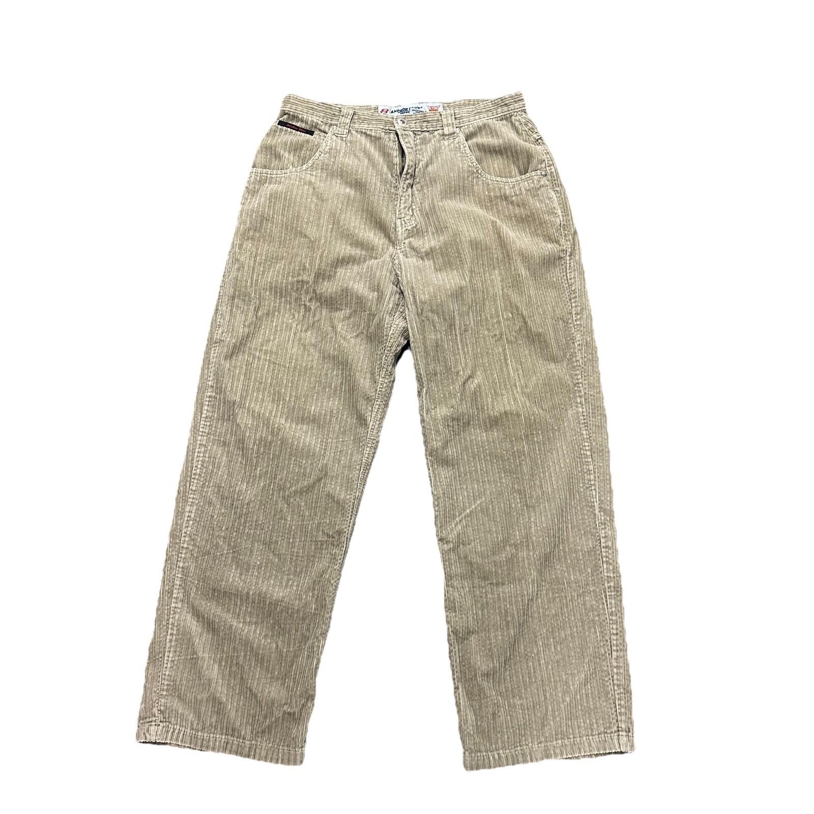 Anchor Blue Pants Mens Brown Beyond Baggy Skater Y2K Vintage Corduroy 34 Jeans