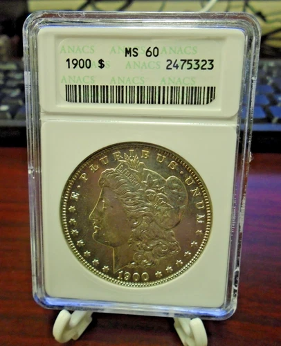 1900-P United States Morgan Silver Dollar MS60 ANACS Soapbox Holder