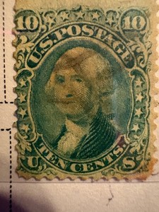 U.S. 1867 Postage Stamp #96 George Washington 10c Green Used