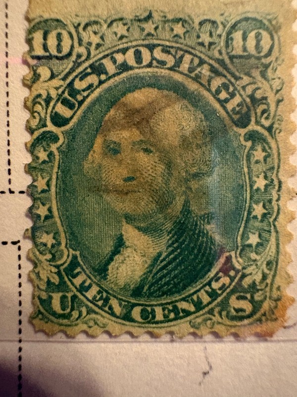 U.S. 1867 Postage Stamp #96 George Washington 10c Green Used