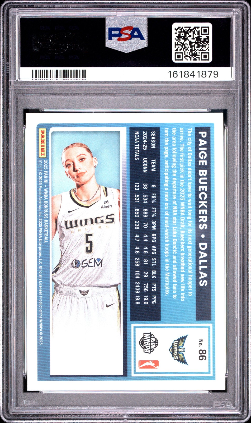 2025 PANINI DONRUSS WNBA #86 PAIGE BUECKERS ROOKIE RC PSA 7 view 2