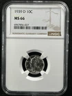 1939-D 10C  Mercury Dime NGC MS66  6967856-027