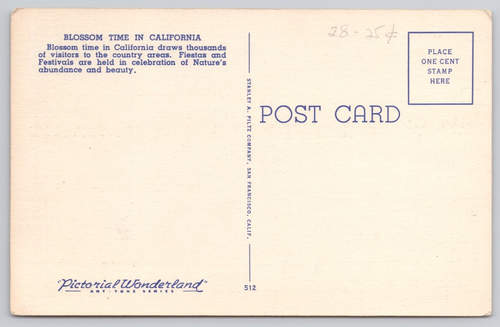 Linen Postcard California Orchards in Bloom - Picture 2 of 2