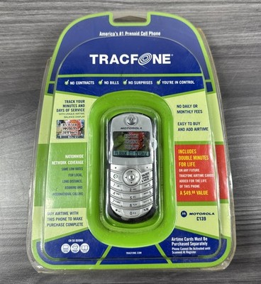 New Motorola C Series C139 - Black/Silver TracFone Cellular Phone Still Sealed