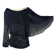 Y2K Vintage BCBG MaxAzria Black Silk Boat Neck Bohemian Jersey Top XS