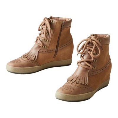 Sundance Mam Zelle Rissa Fringe Leather And Suede Boots Womens US 6