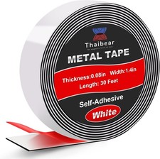 Thaibear Self Adhesive Metal Tape for Magnets 1.4'' Wide x 30 30 ft, white