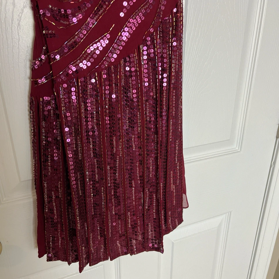 Vestido de Noche Sue Wong Nocturne Vintage Rojo Lentejuelas Seda Cóctel Talla 8 Foto 3 de 4