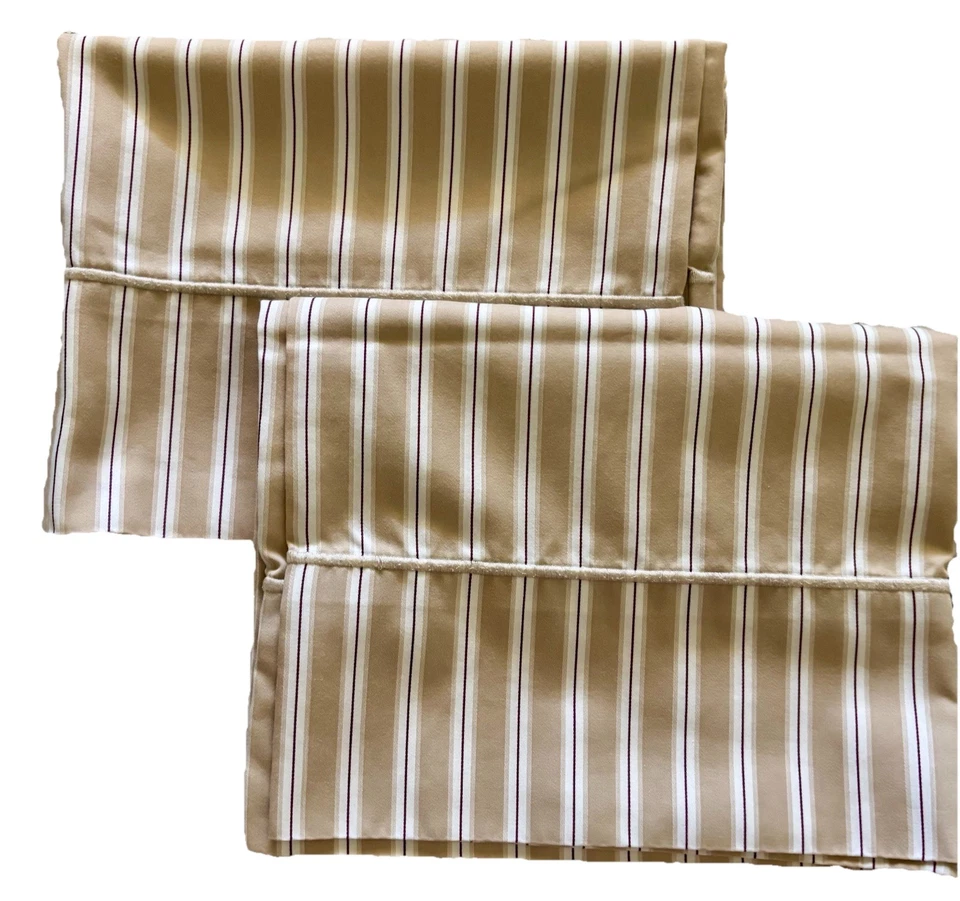 Juego de fundas de almohada Lands End verde a rayas y conjunto de bronceado a rayas estándar/queen 4 en total Foto 3 de 4