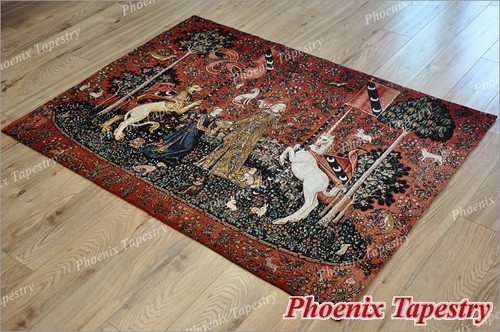(LARGE) TASTE The Lady & Unicorn Medieval Tapestry Wall Hanging Jacquard Weave - Picture 3 of 10