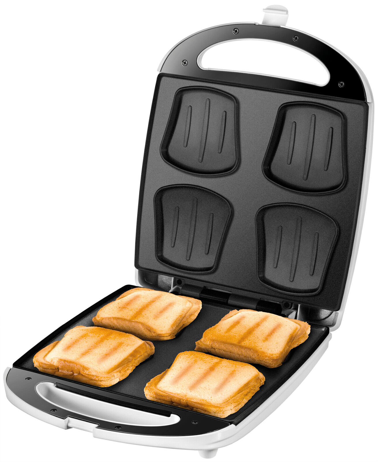 Unold 48480 Sandwich-Toaster Quadro 4er Maker XXL Wärmeisoliert Kontrollleuchte