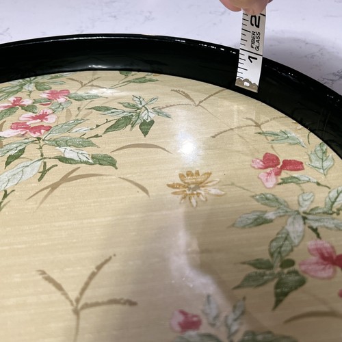 Kraftware 12.5" Vintage Round Serving Tray Green Faux Leather Oriental Flowers - Picture 9 of 17