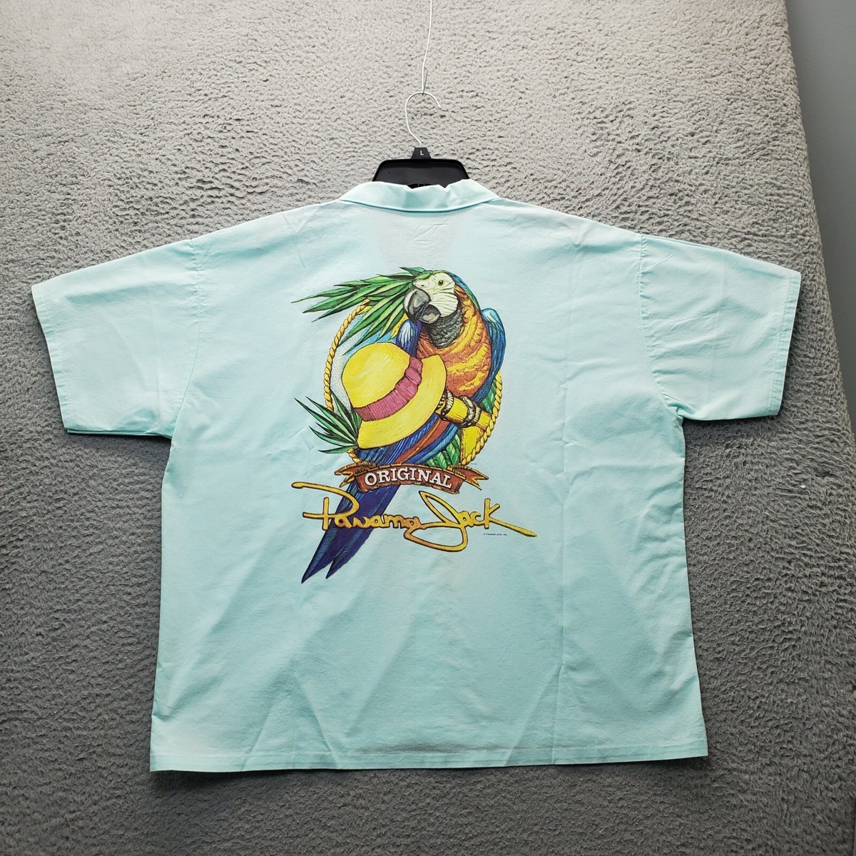 Vtg Panama Jack Shirt Mens M Blue Graphic Chest Pockets