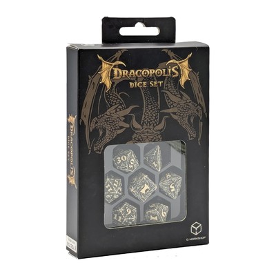 Q-Workshop Dracopolis Scandinavian Blackfang 7 Piece Dice Set NEW IN STOCK