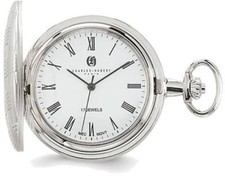 Charles Hubert Chrome Finish Brass Basketweave Pocket Watch XWA3364