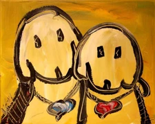 TWO DOGS    IMPRESSIONIST  ORIGINAL OIL  PAINTING - CANADIAN TYJYJRTYJ