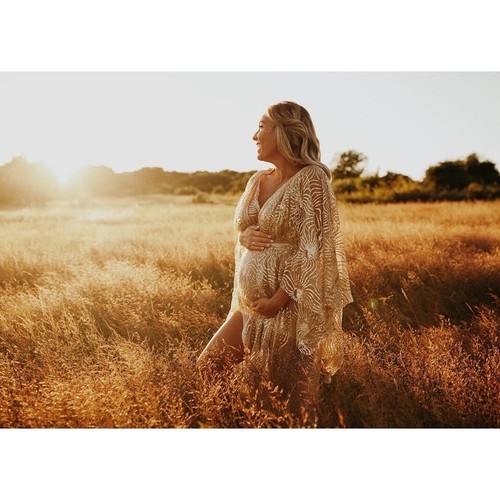 Shiny Maternity Dress For Photoshoot - Picture 3 of 5