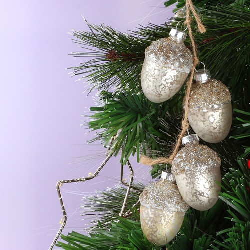 G Decor Large Elegant Glass String of Silver Glass Acorn Christmas Tree Ornament - Picture 3 of 4