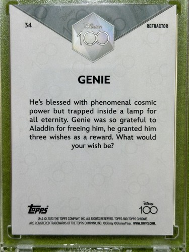GENIE from ALADDIN Disney 100 REFRACTOR Card SP 2023 Topps Chrome DISNEY LORCANA - Picture 4 of 24