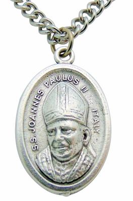 St John Paul II Medal 3/4" L w/ 24" Stainless Steel Chain Made in Italy ...