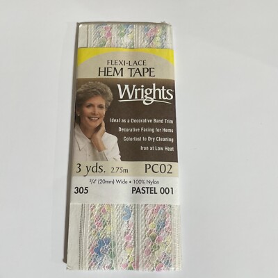 Wrights Flexi-Lace Hem Tape 3/4'' Wide 3 yds - Pastel 001 PC02 305
