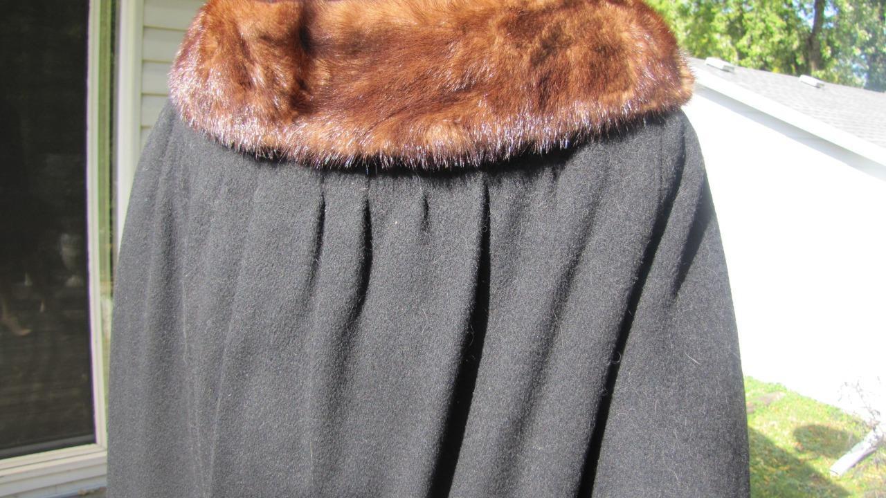 50S BARNETT ORIGINAL BLACK COAT MINK COLLAR UNION… - image 12