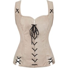 Medieval Punk Victorian Lace-up Vest Outfits Costume Cosplay Halloween