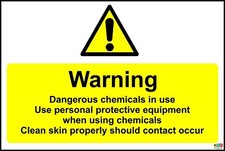 Image of Warning Dangerous Chemicals Use Protective Equipment Safety Sign 