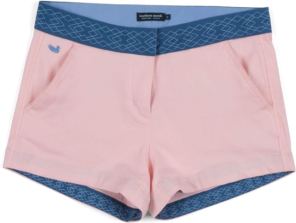 Southern Marsh The Hannah Short Women Size 4 Camelia Pink Blue Pattern Trim New