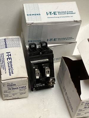 (1 ct.) Bulldog Duplex Twin Tandem P2020, 20 Amp, 120 Volt, 2x 1 Pole Pushmatic