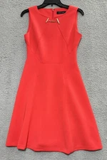 Ivanka Trump Fit and Flare Dress With Gold Chain Accent Womens Size Small