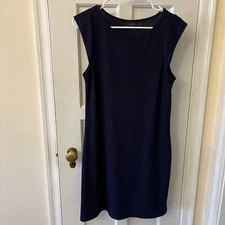 Apt 9 Knit Soft Comfortable Cap Sleeve T-Shirt  Knit Marled Blue Black Dress S