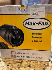 Max-Fan for 6 inch duct, duct air flow booster, Model # 736820, 3 speed, 334 CFM