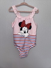 Baby Gap Disney Minnie Mouse Pink Ruffle One-Piece Swimsuit 4 Years Patriotic