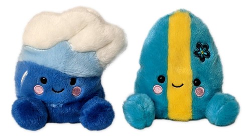 Set of 2 FYNN SURFBOARD & SHOREY WAVE Palm Pals 5" Stuffed Beach Plush, Aurora - Picture 4 of 11