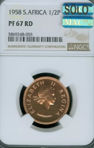1958 SOUTH AFRICA PENNY NGC PF67 RD MAC SOLO FINEST & SPOTLESS 985 MINTED *