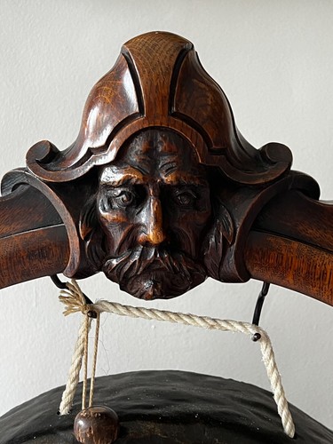 Dinner Gong Antique Carved Oak Imposing Large Dinner Gong Bronze Circa 1900 - Picture 2 of 15