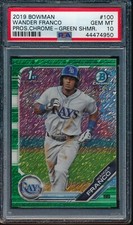 PSA 10 WANDER FRANCO 2019 Bowman Chrome GREEN SHIMMER REFRACTOR #/99 RC GEM MINT