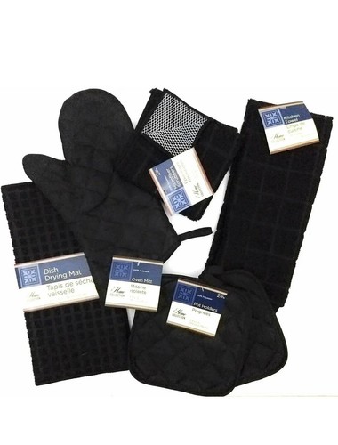 6 Pieces Collection Oven Mitt Pot Holder Dish Towel Scrubber Drying Mat NEW - Picture 2 of 2