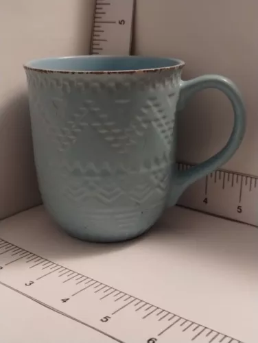Pfaltzgraff REMEMBRANCE TEAL 15.5 oz Coffee Mug Stoneware ~ Small Chip(Pictured)