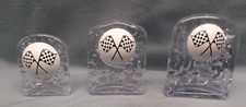 lot de 3 trophée acrylique transparent louveteau scout derby dôme drapeau à damier course
