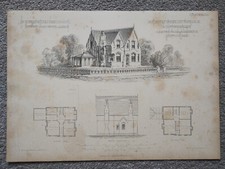 Curates House at Gotham, Nottinghamshire - Antique Print - 1868