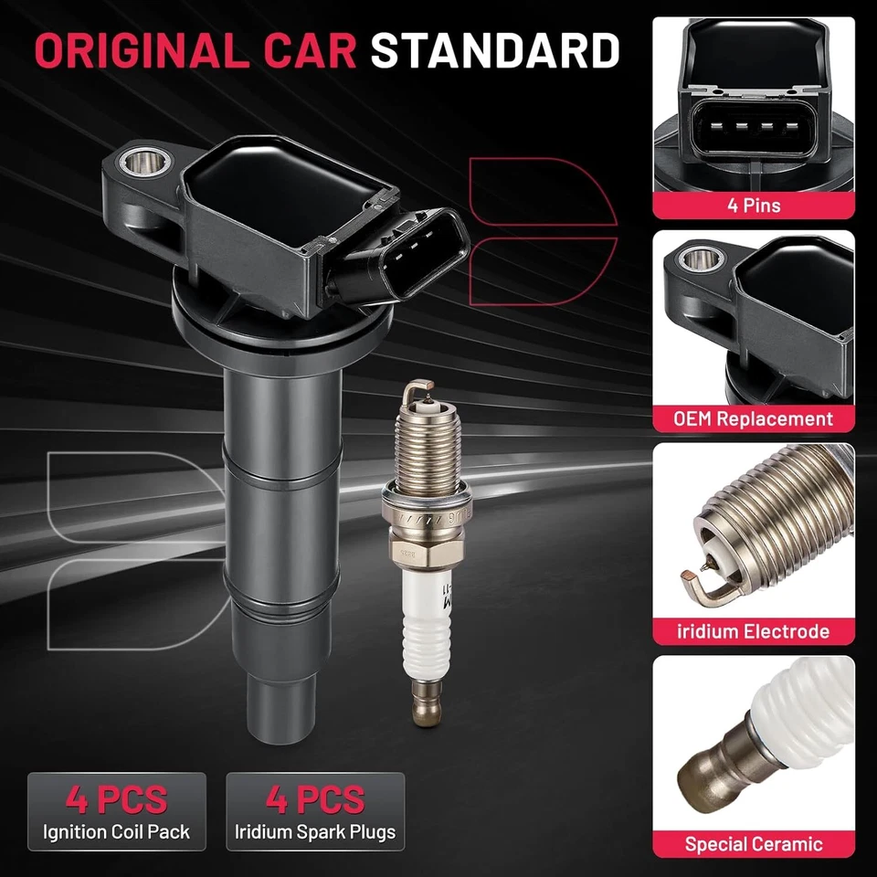 4 Ignition Coil Pack UF333 & Spark Plug For 2001-2003 Toyota RAV4 2.0L l4 Foto 2 de 4