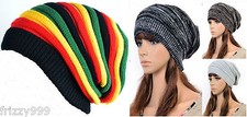 BOB MARLEY JAMAICAN RASTA MULTI-COLOR  SOLID STRIPED SLOUCHY BAGGIE BEANIE CAP