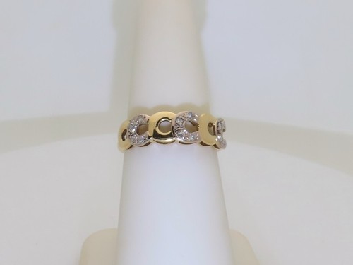 Anillo de oro vintage pavé natural banda de diamantes de 18k diseñador regalo talla 6,5 R010