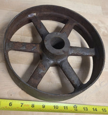 Vintage Cast Iron Flat Belt Pulley Wheel Hit ...
